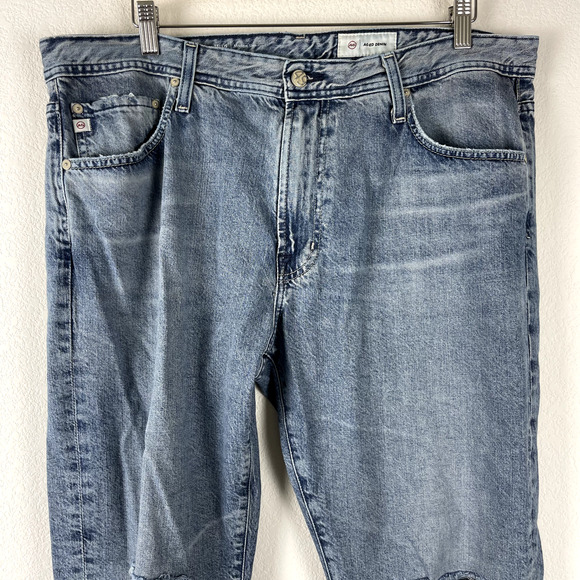 Adriano Goldschmied AG Tellis Jean Mens 38x33 Blue Modern Slim Distressed Japan - Picture 2 of 14